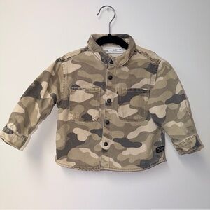 Zara Boys Camo Denim Shirt  Jacket 100% Cotton Size 12-18 Months
